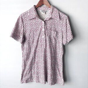 Vintage 70s Sears Perma Prest Floral Polo Shirt Womens Sz 18 Granny Chic